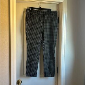 LOFT Black and White Checkered Ankle Pants